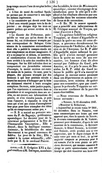 L'ami de la religion journal et revue ecclesiastique, politique et litteraire