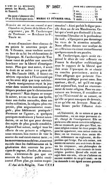 L'ami de la religion journal et revue ecclesiastique, politique et litteraire