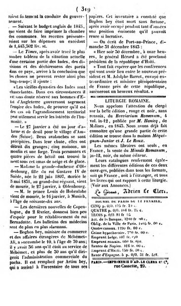 L'ami de la religion journal et revue ecclesiastique, politique et litteraire