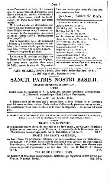 L'ami de la religion journal et revue ecclesiastique, politique et litteraire