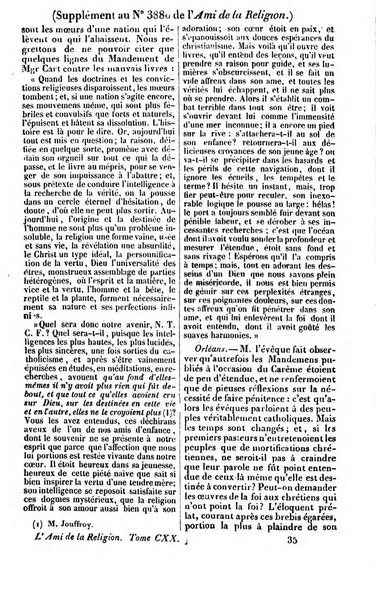 L'ami de la religion journal et revue ecclesiastique, politique et litteraire