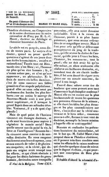 L'ami de la religion journal et revue ecclesiastique, politique et litteraire