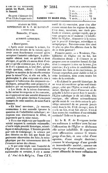 L'ami de la religion journal et revue ecclesiastique, politique et litteraire