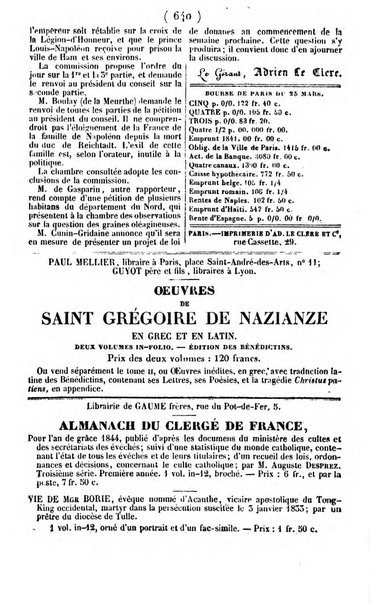 L'ami de la religion journal et revue ecclesiastique, politique et litteraire