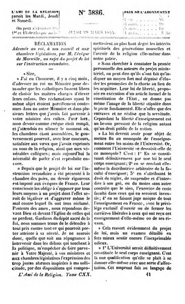 L'ami de la religion journal et revue ecclesiastique, politique et litteraire