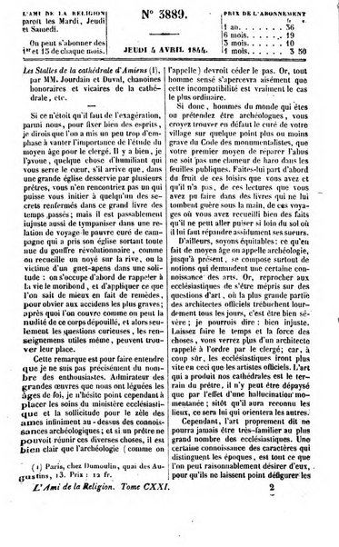 L'ami de la religion journal et revue ecclesiastique, politique et litteraire