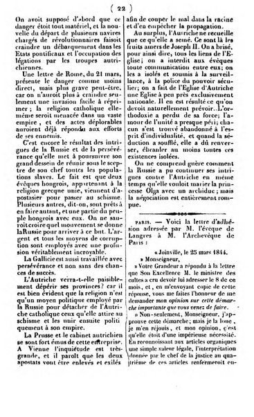 L'ami de la religion journal et revue ecclesiastique, politique et litteraire