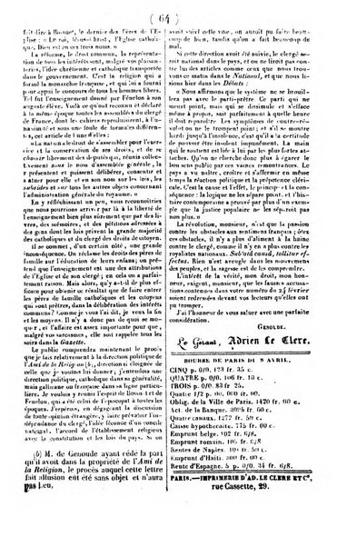 L'ami de la religion journal et revue ecclesiastique, politique et litteraire