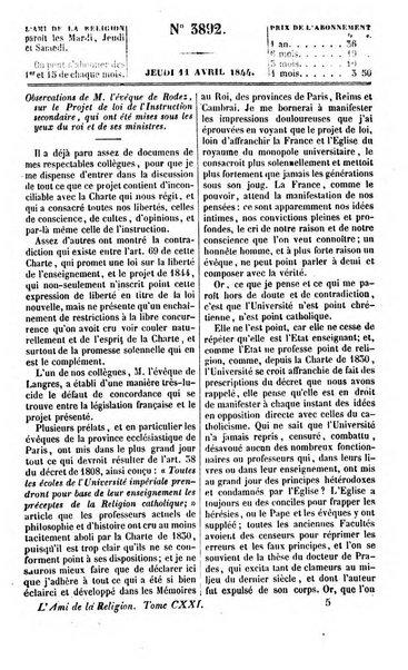 L'ami de la religion journal et revue ecclesiastique, politique et litteraire