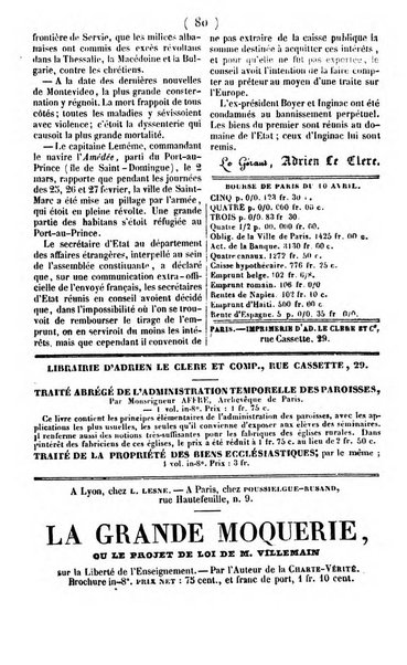 L'ami de la religion journal et revue ecclesiastique, politique et litteraire