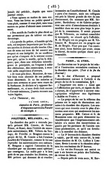 L'ami de la religion journal et revue ecclesiastique, politique et litteraire