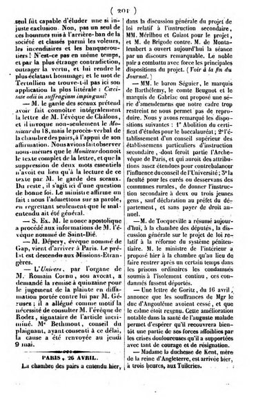 L'ami de la religion journal et revue ecclesiastique, politique et litteraire