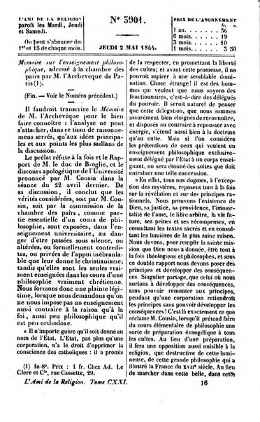 L'ami de la religion journal et revue ecclesiastique, politique et litteraire