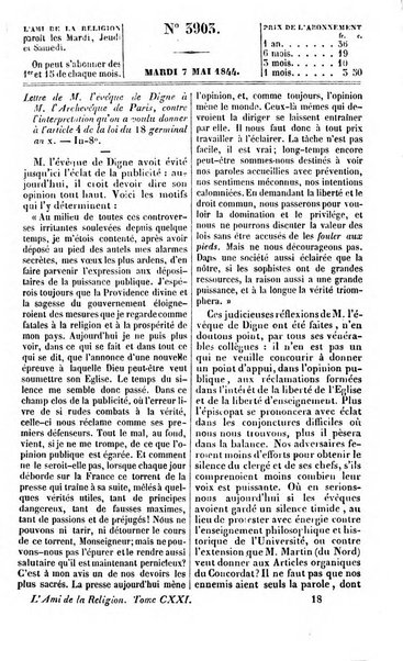 L'ami de la religion journal et revue ecclesiastique, politique et litteraire