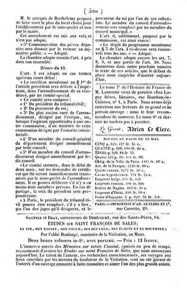 L'ami de la religion journal et revue ecclesiastique, politique et litteraire