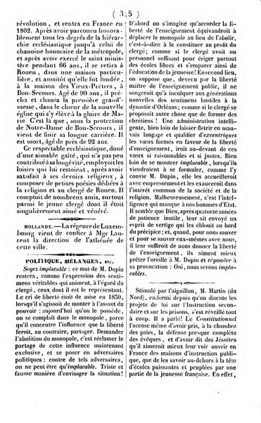 L'ami de la religion journal et revue ecclesiastique, politique et litteraire