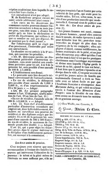 L'ami de la religion journal et revue ecclesiastique, politique et litteraire