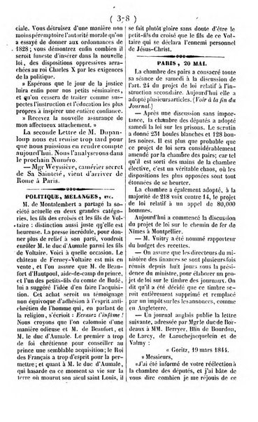 L'ami de la religion journal et revue ecclesiastique, politique et litteraire