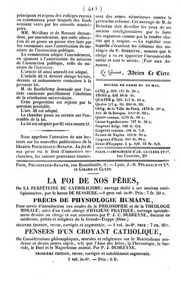 L'ami de la religion journal et revue ecclesiastique, politique et litteraire