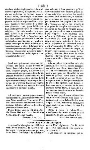 L'ami de la religion journal et revue ecclesiastique, politique et litteraire