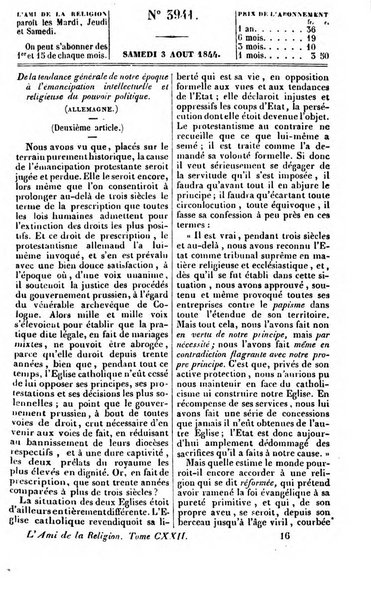 L'ami de la religion journal et revue ecclesiastique, politique et litteraire