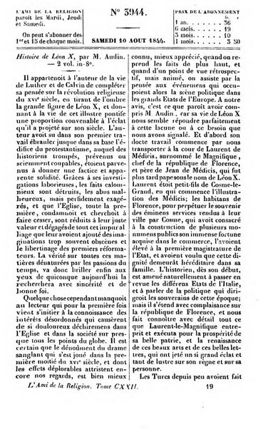 L'ami de la religion journal et revue ecclesiastique, politique et litteraire