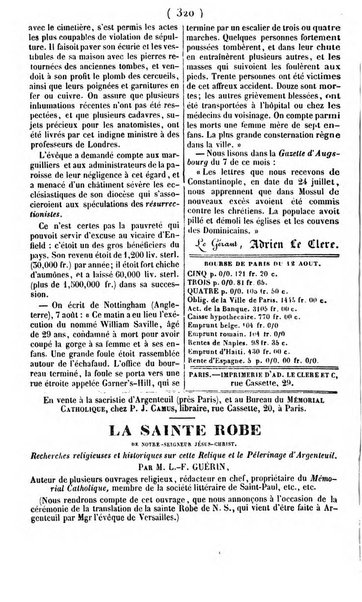 L'ami de la religion journal et revue ecclesiastique, politique et litteraire