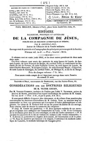 L'ami de la religion journal et revue ecclesiastique, politique et litteraire