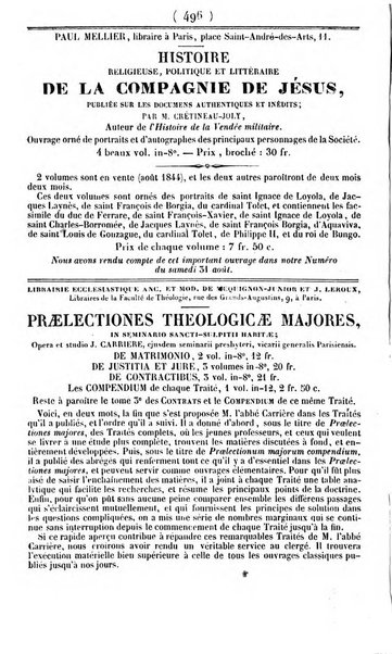 L'ami de la religion journal et revue ecclesiastique, politique et litteraire