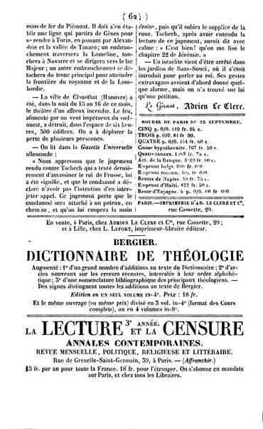 L'ami de la religion journal et revue ecclesiastique, politique et litteraire