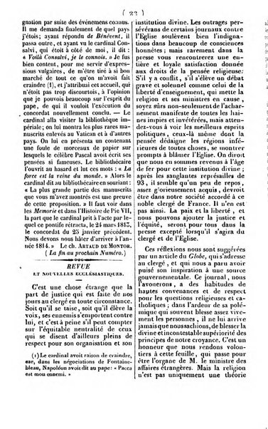 L'ami de la religion journal et revue ecclesiastique, politique et litteraire