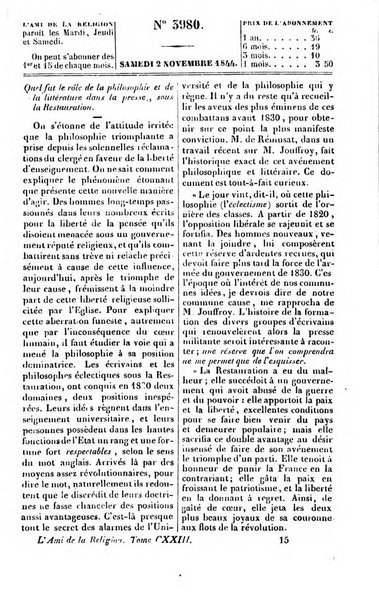 L'ami de la religion journal et revue ecclesiastique, politique et litteraire