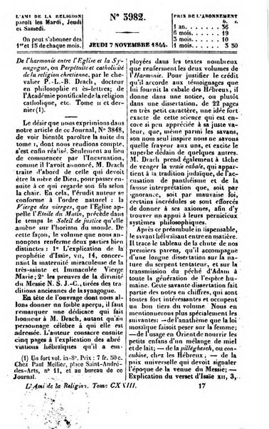 L'ami de la religion journal et revue ecclesiastique, politique et litteraire