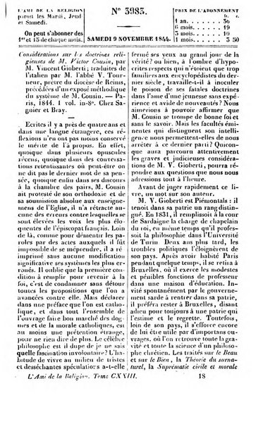 L'ami de la religion journal et revue ecclesiastique, politique et litteraire