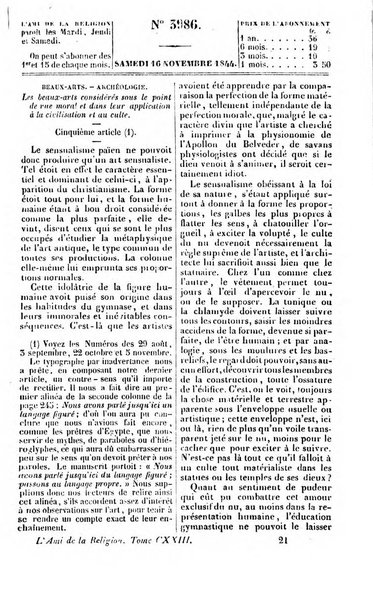 L'ami de la religion journal et revue ecclesiastique, politique et litteraire