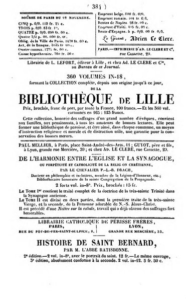 L'ami de la religion journal et revue ecclesiastique, politique et litteraire