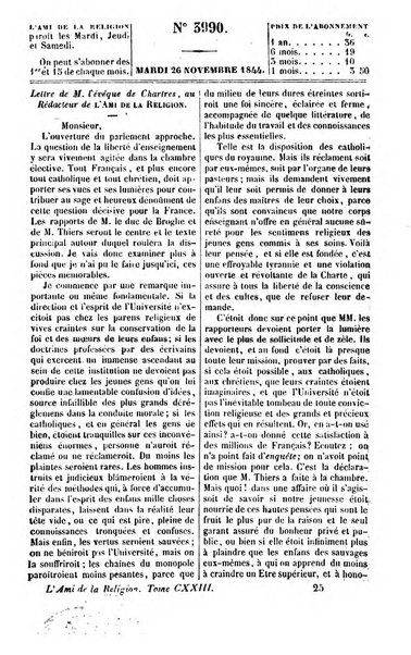 L'ami de la religion journal et revue ecclesiastique, politique et litteraire