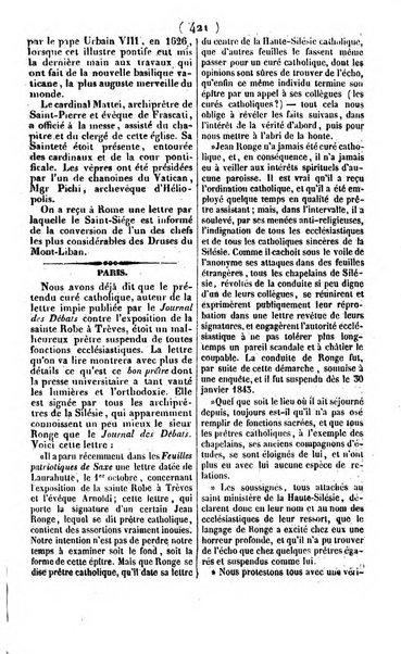 L'ami de la religion journal et revue ecclesiastique, politique et litteraire