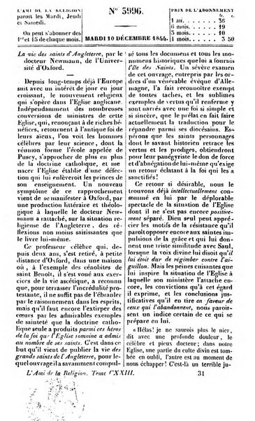 L'ami de la religion journal et revue ecclesiastique, politique et litteraire