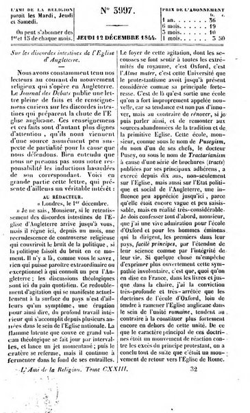 L'ami de la religion journal et revue ecclesiastique, politique et litteraire