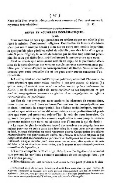 L'ami de la religion journal et revue ecclesiastique, politique et litteraire