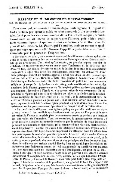 L'ami de la religion journal et revue ecclesiastique, politique et litteraire