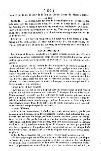 L'ami de la religion journal et revue ecclesiastique, politique et litteraire