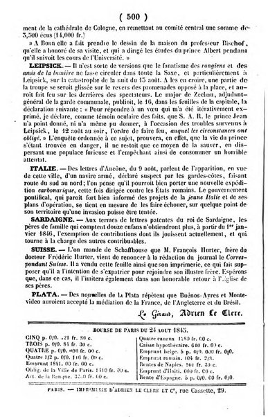 L'ami de la religion journal et revue ecclesiastique, politique et litteraire