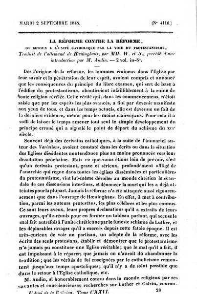 L'ami de la religion journal et revue ecclesiastique, politique et litteraire