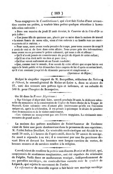 L'ami de la religion journal et revue ecclesiastique, politique et litteraire