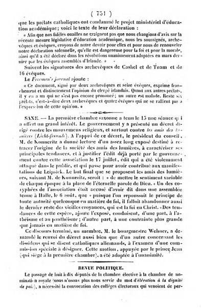 L'ami de la religion journal et revue ecclesiastique, politique et litteraire