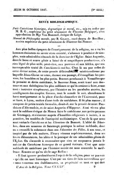 L'ami de la religion journal et revue ecclesiastique, politique et litteraire