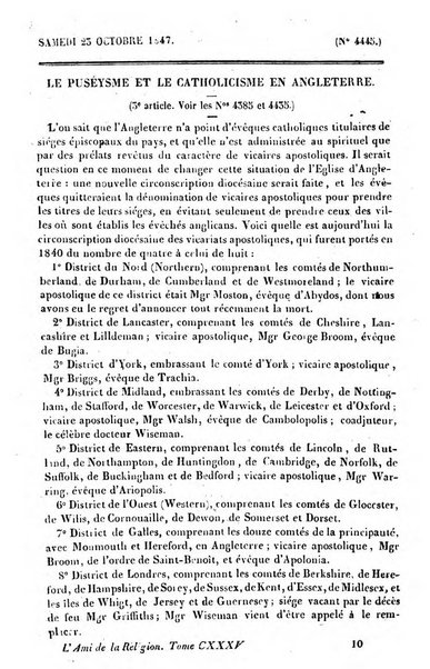 L'ami de la religion journal et revue ecclesiastique, politique et litteraire