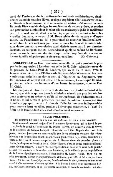 L'ami de la religion journal et revue ecclesiastique, politique et litteraire